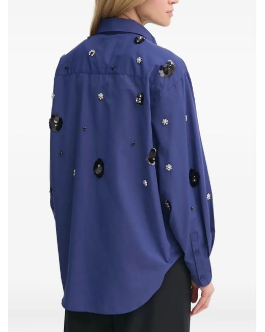 Bruuns Bazaar Blue Sequin-Embellished Crystal-Detail Shirt