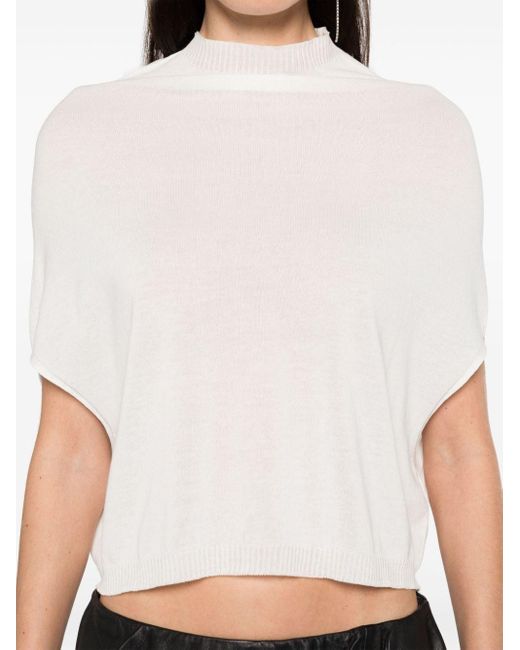 Rick Owens White Crater Draped Crop Top