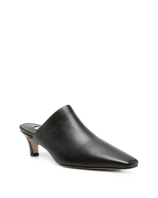 Totême Black Pointed-Toe Leather Mules