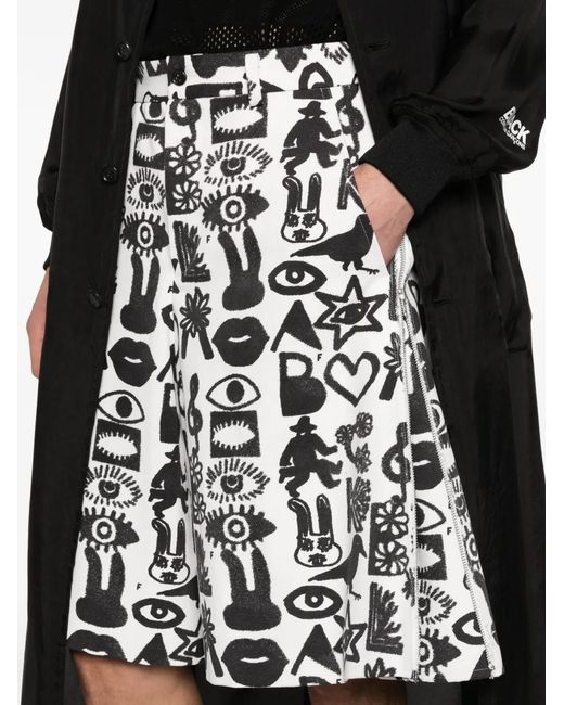COMME DES GARÇON BLACK White Patterned Shorts