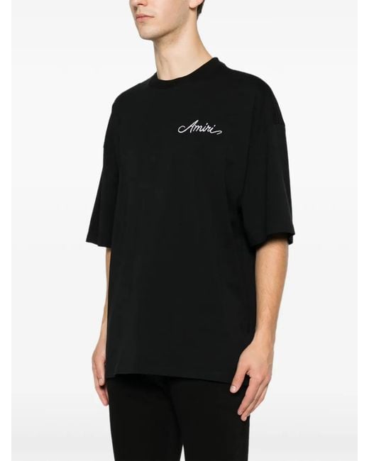 Amiri Black Logo-Embroidered T-Shirt for men