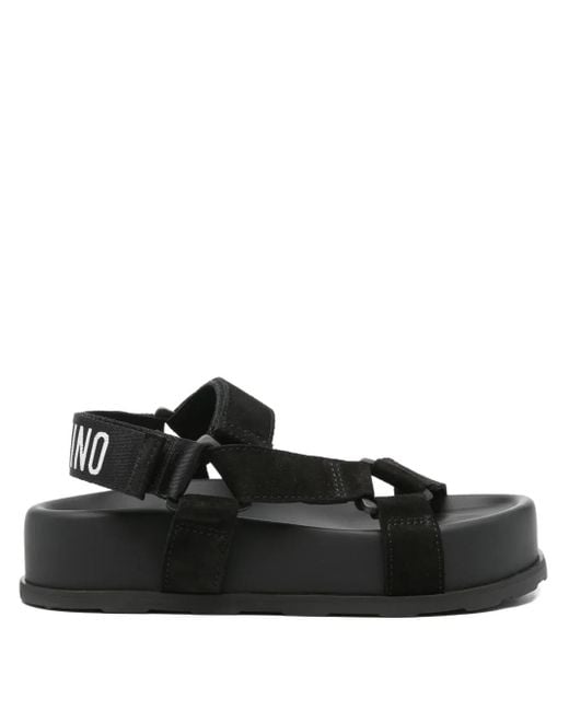 Moschino Black Platform Strap Sandals