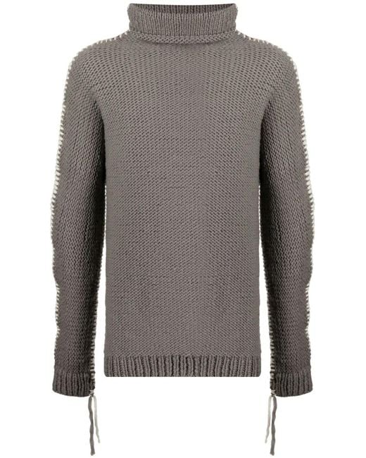 Boris Bidjan Saberi Gray Whipstitch-Detail Merino Jumper for men