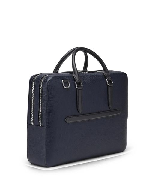 Smythson Blue Zip-Front Briefcase