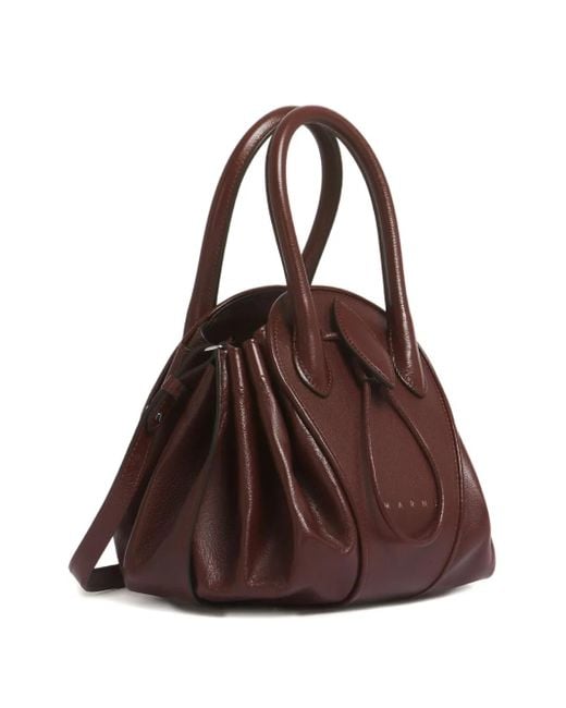 Marni Brown Leather Tulipea Small Handbag