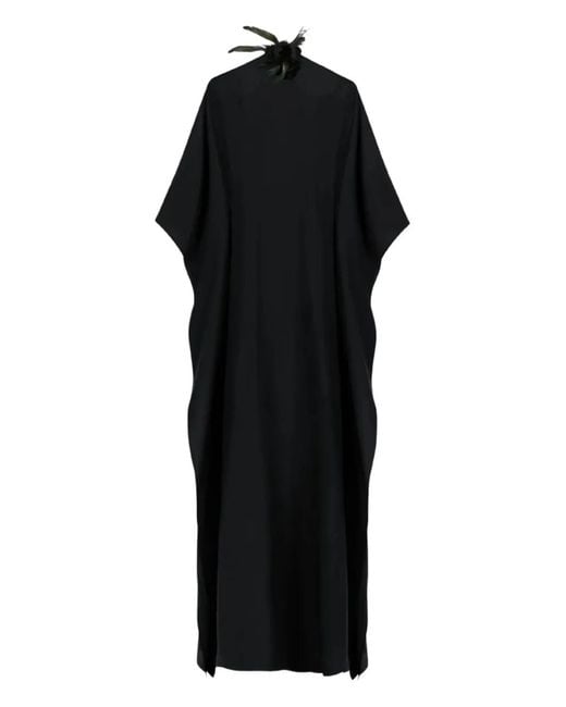 Taller Marmo Black Sza Sza Floral-Appliqué Kaftan