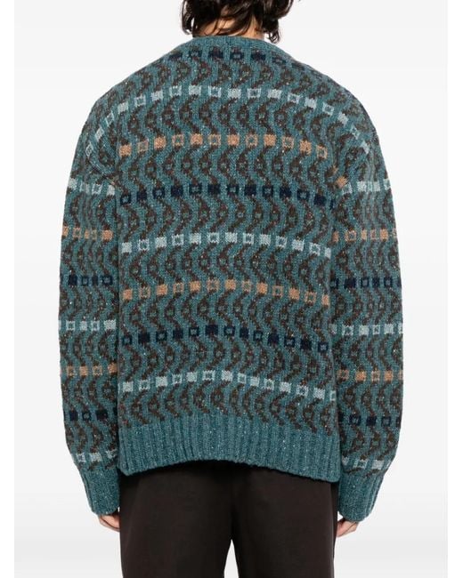Loewe Green Logo Patterned Jumper for men