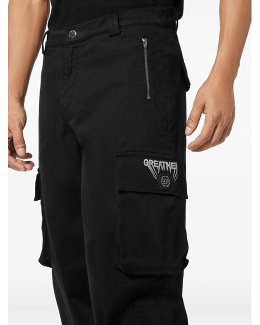 Cargo Con Ricamo Greatness di Philipp Plein in Black da Uomo