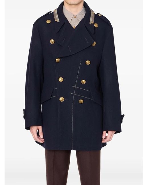 Kolor Blue Double-Breasted Coat for men