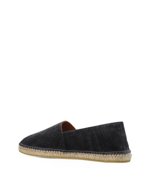 Etro Black Suede Paisley Espadrilles for men