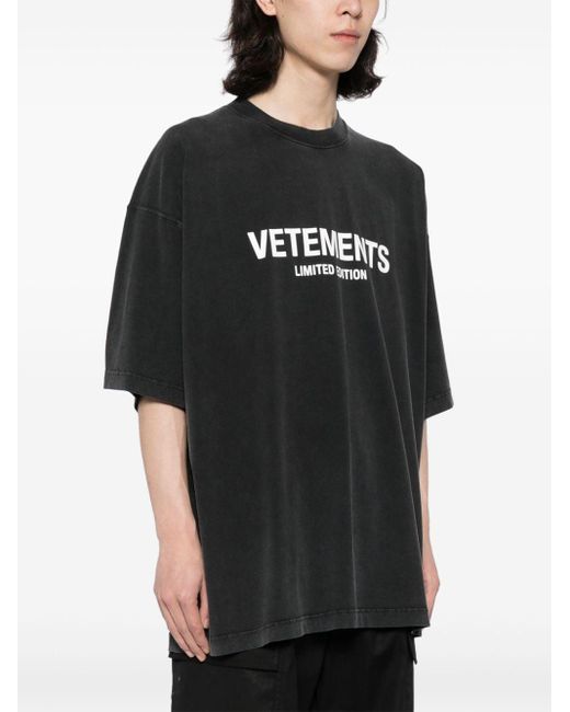 Vetements Black Logo-print Cotton T-shirt