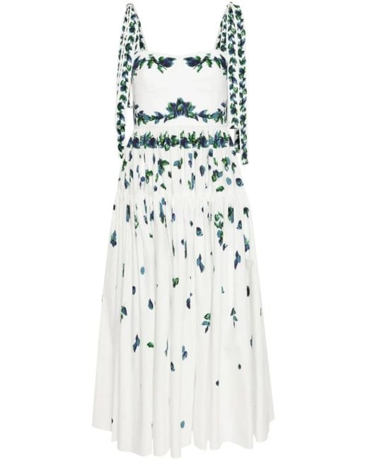 Erdem White Floral Print Cotton Dress