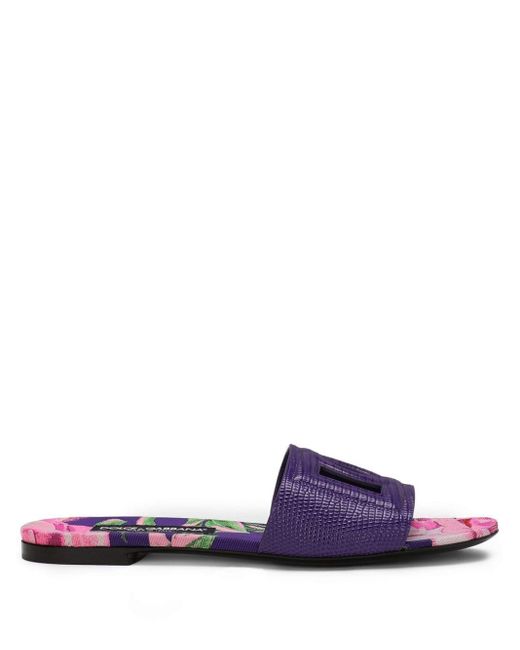 Dolce & Gabbana Dg Slippers Met Hagedissenhuid-effect in het Purple