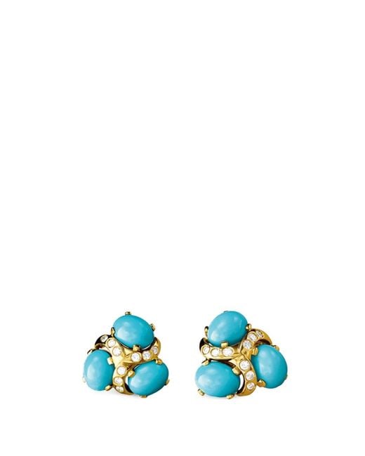 Verdura Blue And Diamond Earrings