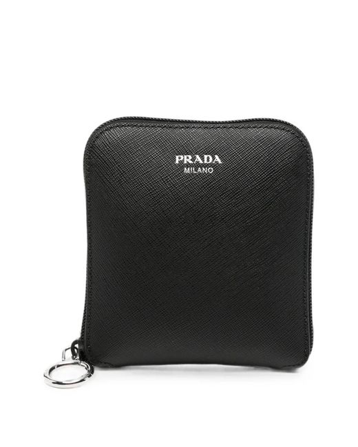 Prada Black Saffiano Calf Leather Make-Up Bag