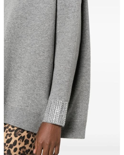 Valentino Garavani Gray Rhinestone-Embellished Wool Jumper