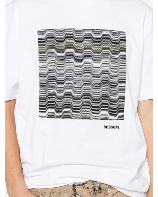 Missoni White Zigzag-Patch T-Shirt for men