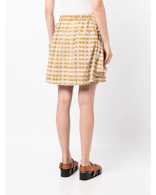 STORY mfg. Metallic Check-Print Drawstring Skirt