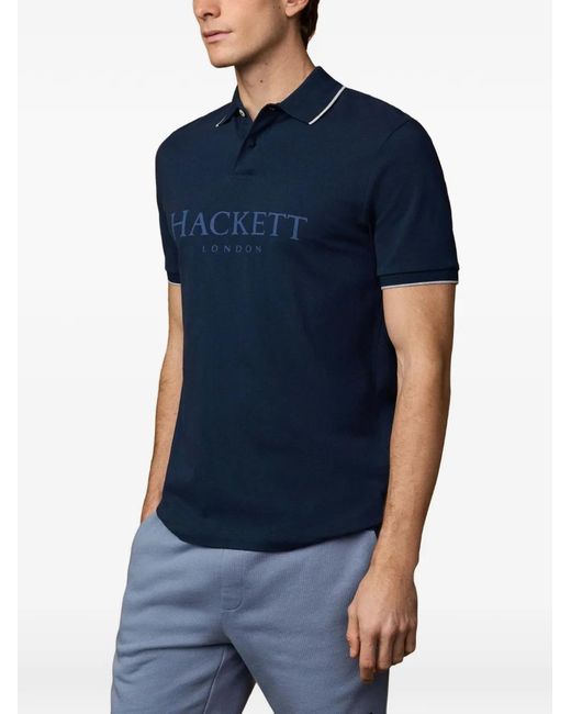 Hackett Blue Logo-Embroidered Polo Shirt for men