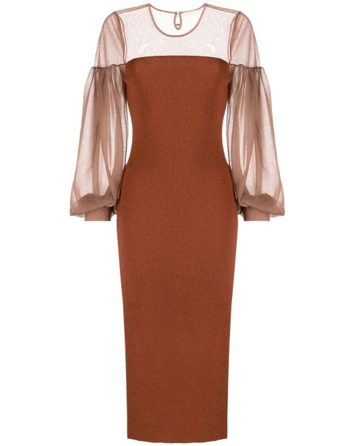 Ulla Johnson Jurk Met Doorzichtige Vlakken in het Brown