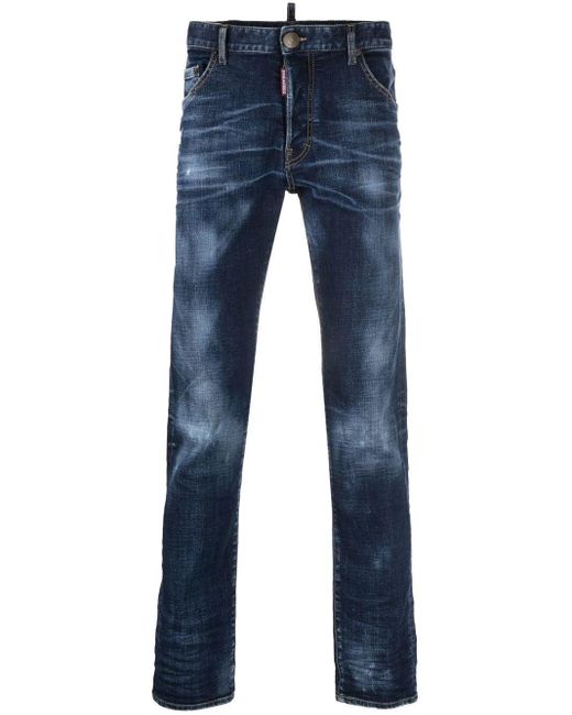 Logo-patch straight-leg jeans DSquared² de hombre de color Blue