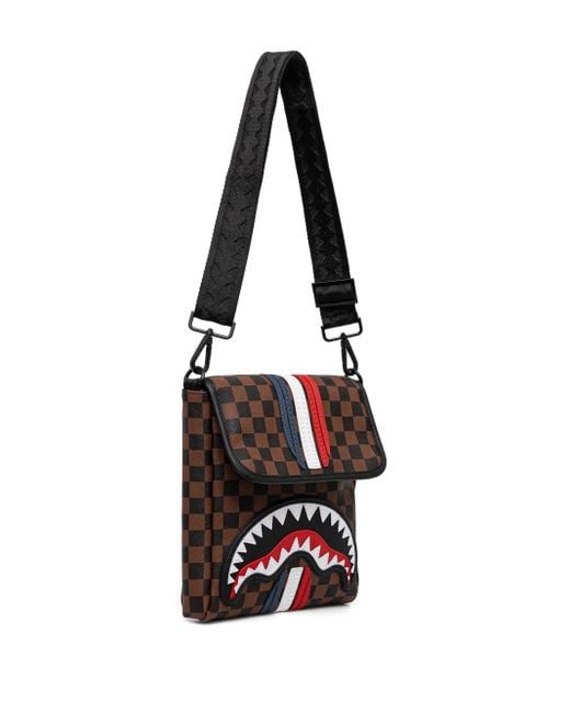 Sprayground Black Checked-Pattern Messenger Bag