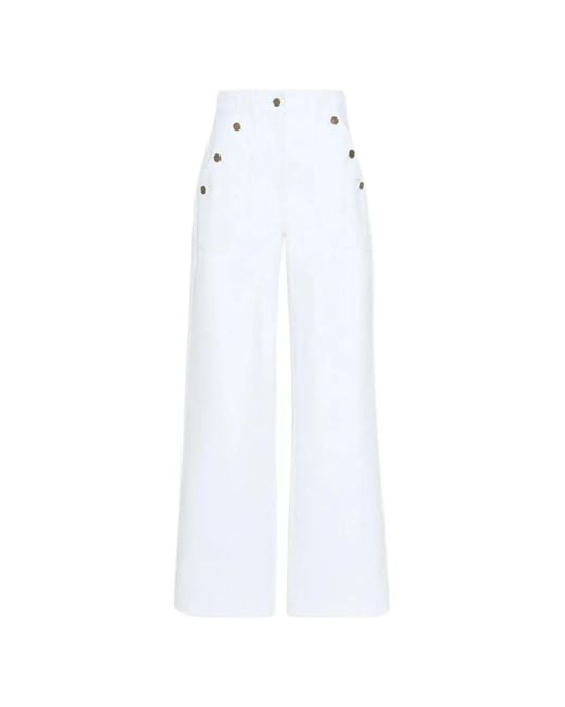 Max Mara White Cotton Bull Denim Wide-Leg Trousers