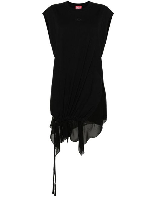 DIESEL Black Asymmetric Cotton T-shirt Dress