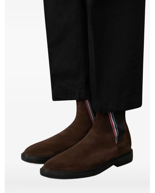 Thom Browne Brown Rwb-Stripe Suede Boots for men
