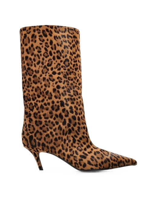 AMINA MUADDI Brown Fiona Leopard-Print Knee-High Boots