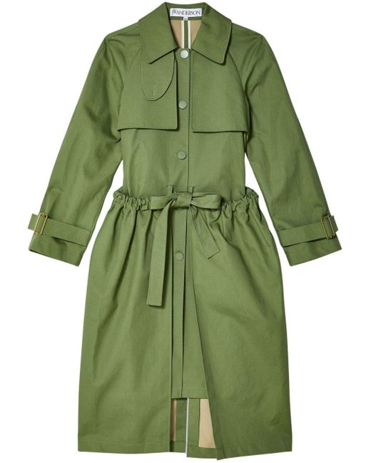 J.W. Anderson Green Gathered-detail Belted Trench Coat