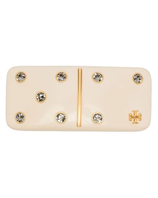 Tory Burch Crystal-embellished Hair Clip in Natural | Lyst