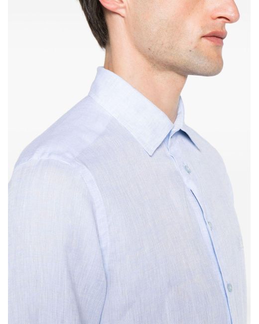 Etro White Spread-collar Linen Shirt for men