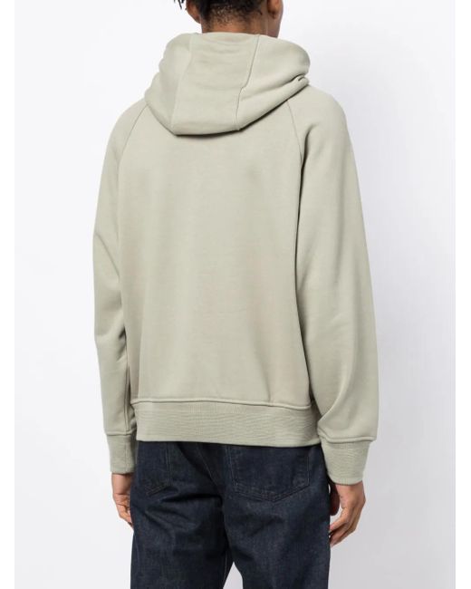 Emporio Armani Gray Logo-Embroidered Cotton Hoodie for men