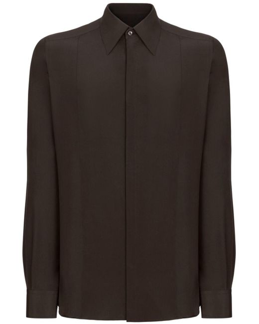 Dolce & Gabbana Black Long-sleeve Silk Shirt for men