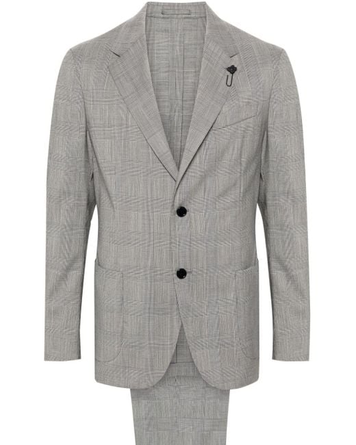 Lardini Gray Prince-of-wales-check Wool Suit for men
