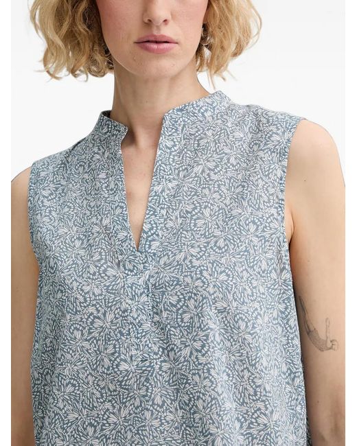 Marc O' Polo Blue Butterfly-Print Sleeveless Blouse