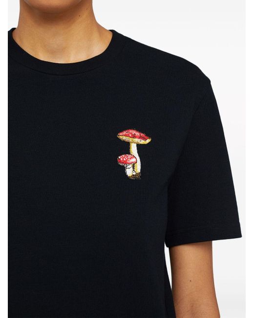 T-shirt en coton à motif brodé Jil Sander en coloris Black