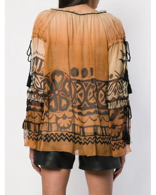 Alberta Ferretti Multicolor Sheer Patterned Blouse