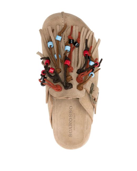 Scarosso Brown Gea Bead-Detail Mules