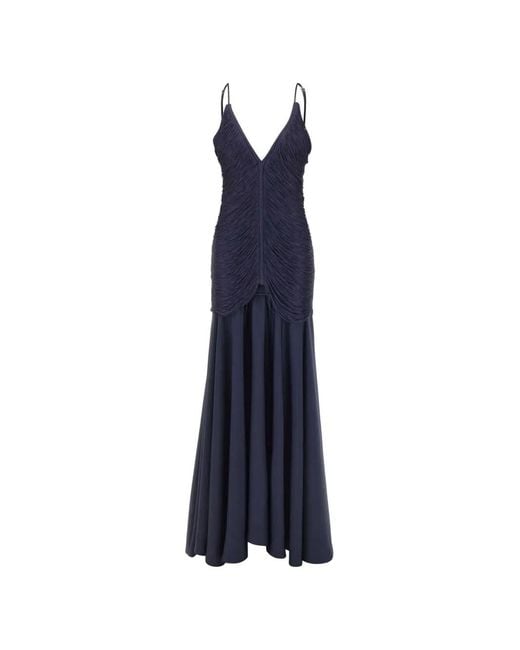 Bless Blue Nostalgia Fringe-Detailed Maxi Dress