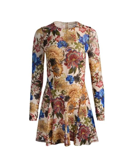 Alice + Olivia White Delora Floral-Print Mini Dress