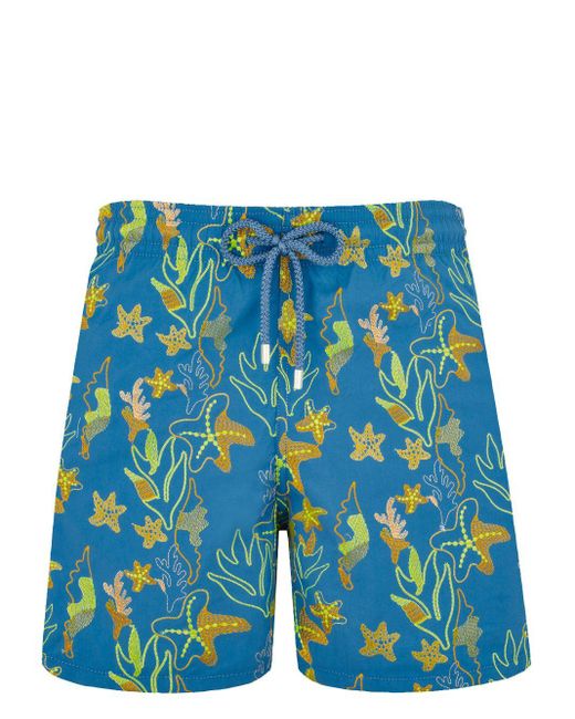 Vilebrequin Blue Graphic-print Swim Shorts for men