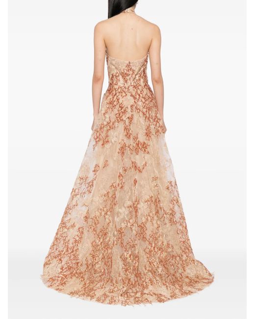 Saiid Kobeisy Natural Embroidered Gown