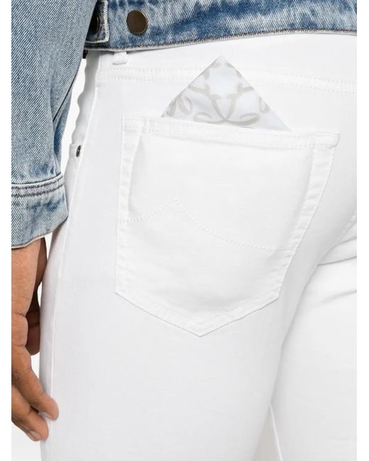 Jacob Cohen White Logo-Patch Five-Pocket Jeans for men