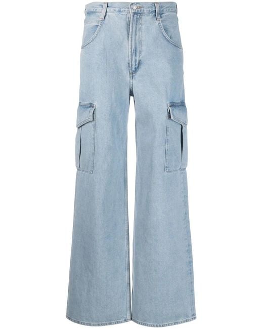 Agolde Blue Minka Cargo Wide-Leg Jeans