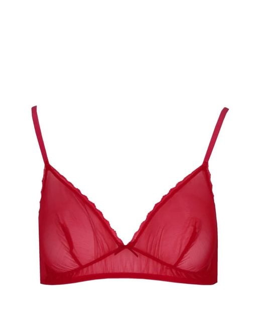 Laura Urbinati Red Tulle Bow-Detail Bra