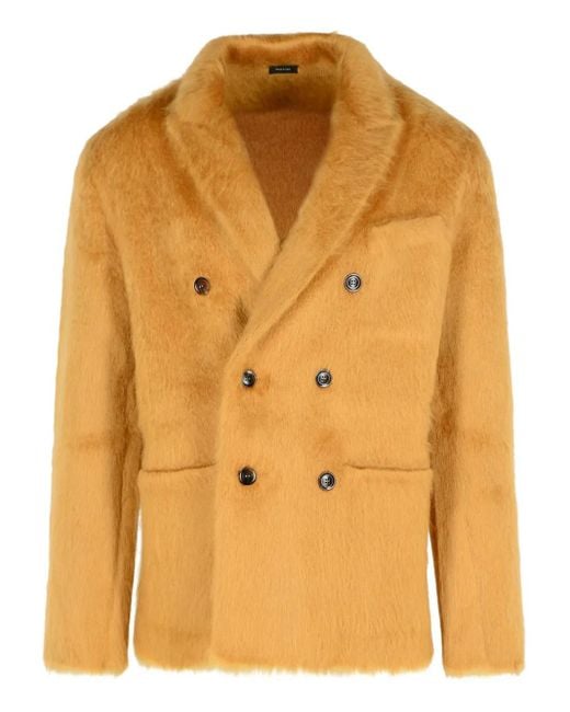 Blazer Con Doble Botonadura Y Bolsillo De Parche Tom Ford de hombre de color Yellow