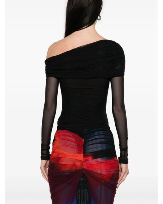 Mugler Black Schulterfreier Body Mit Raffung