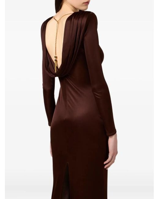 Robe Longue À Col Rond Elisabetta Franchi en coloris Brown